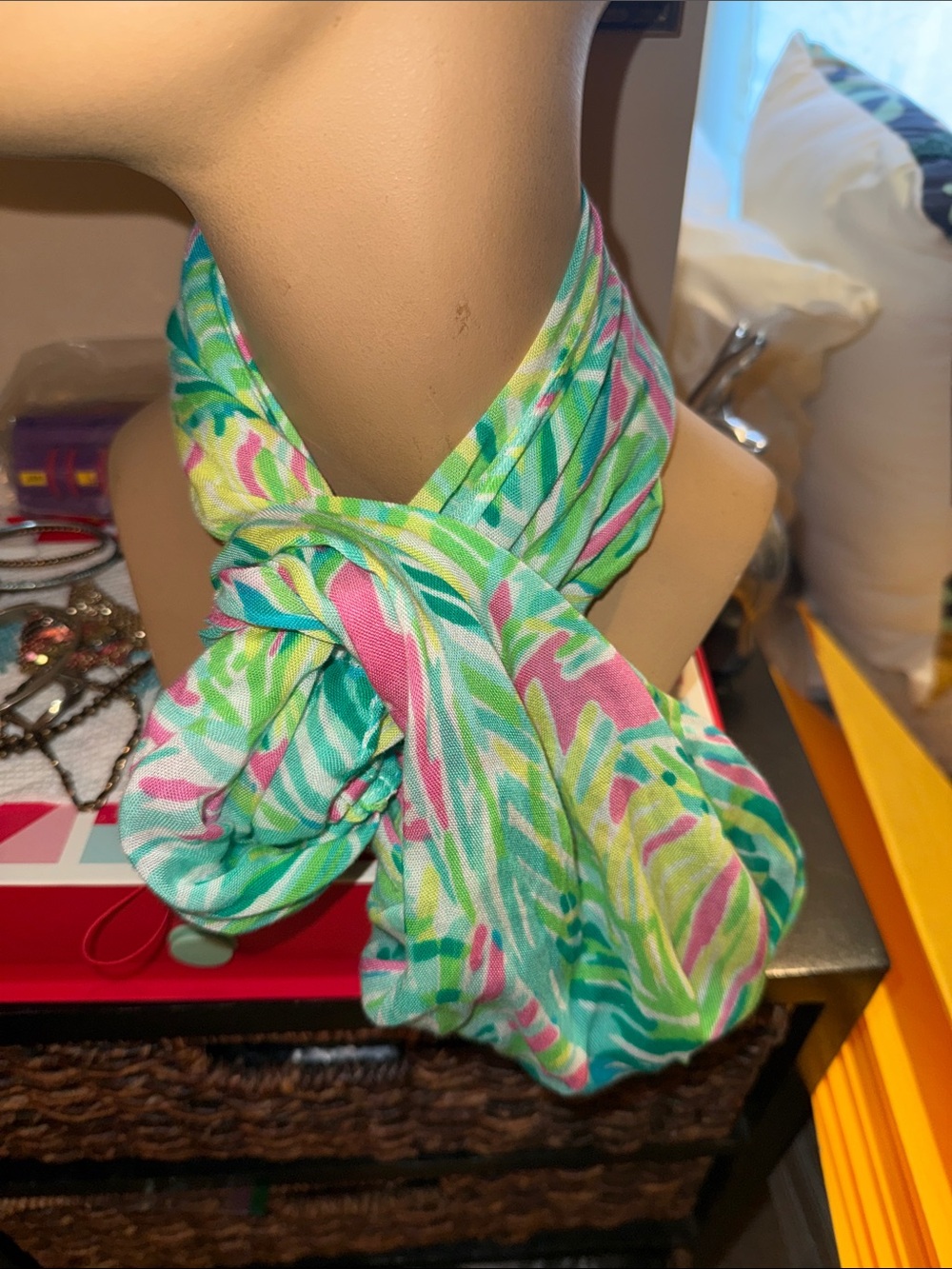 Vibrant Pink & Green Printed Women's Scarf Lilly Pulitzer